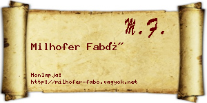 Milhofer Fabó névjegykártya
